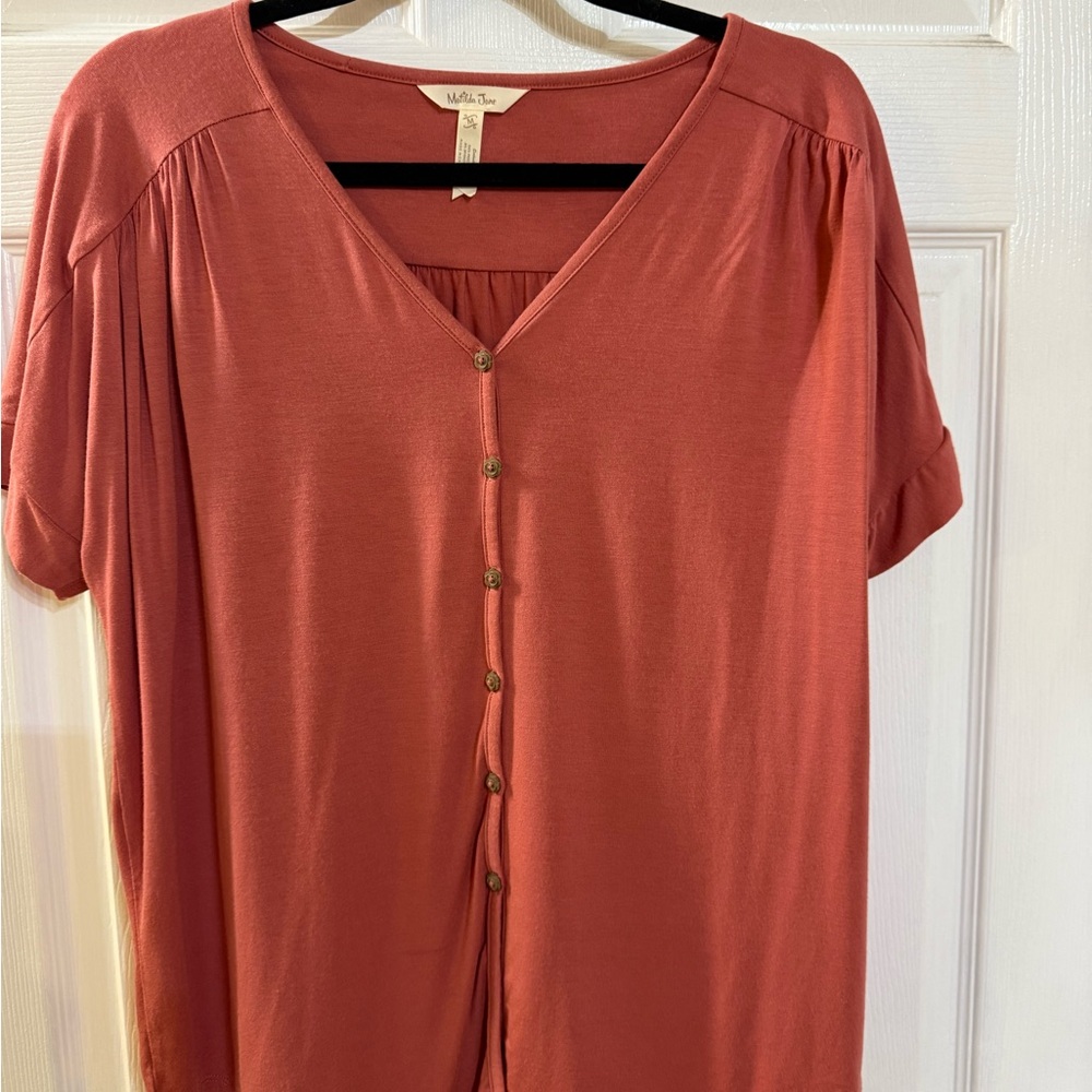 Matilda Jane Women's Rust Button-Up Top M